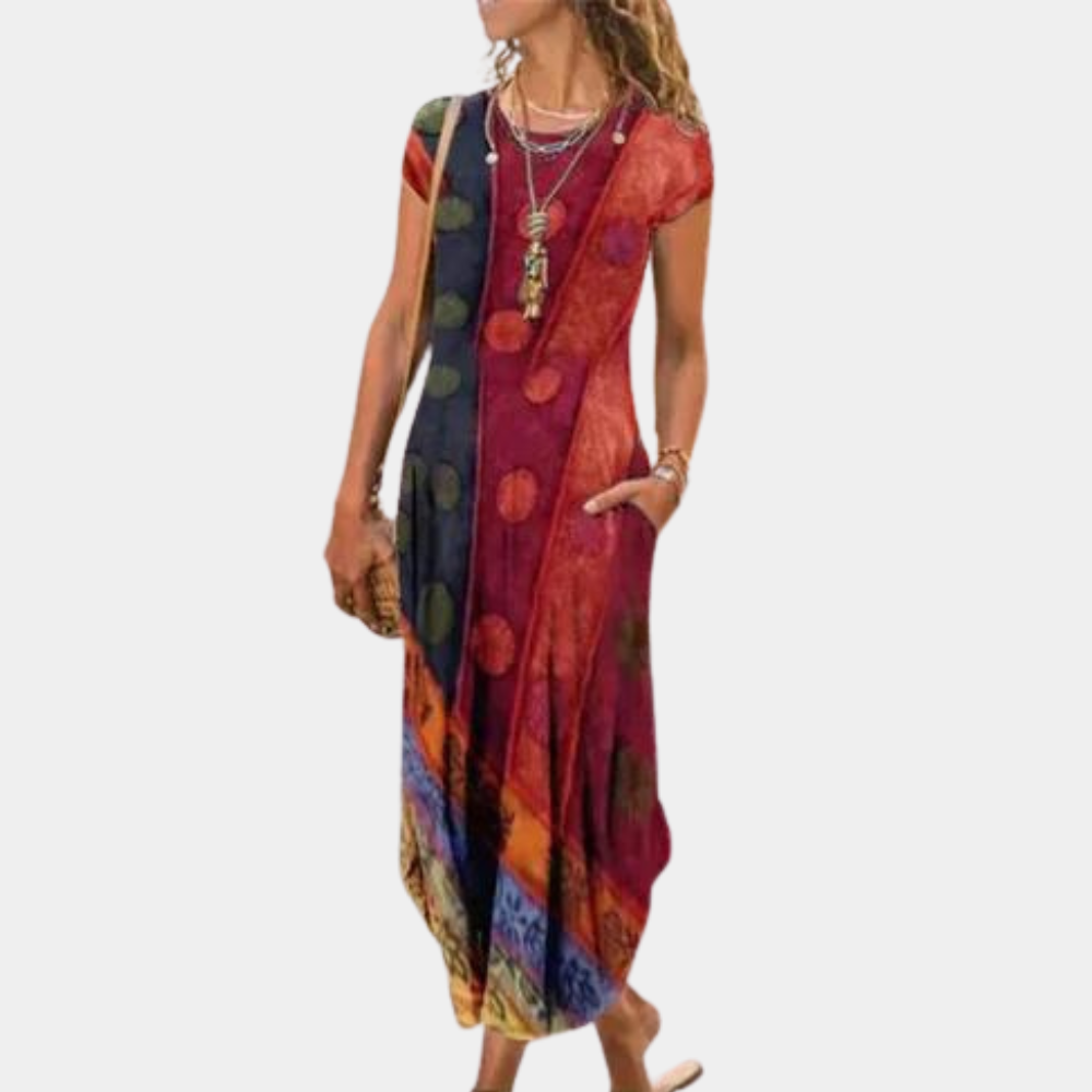 Cypriane | Maxi-jurk met abstracte print voor dames - Elegant & lichtgewicht