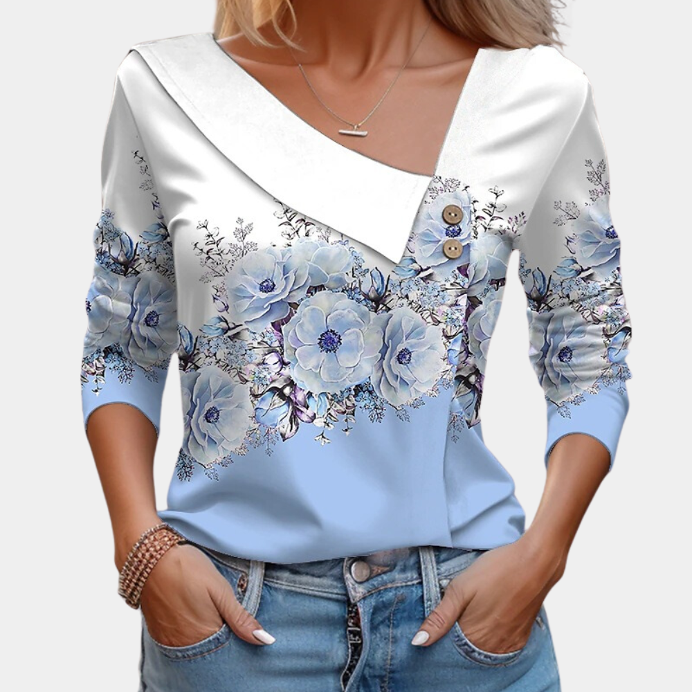 Thevanya | Blouse met bloemenprint voor dames - Stijlvolle, elegante top met lange mouwen