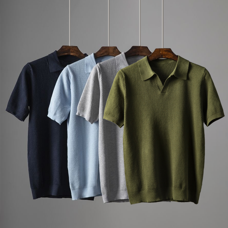 Iskander | Herenpoloshirt met gestructureerde korte mouwen - Ademende stof