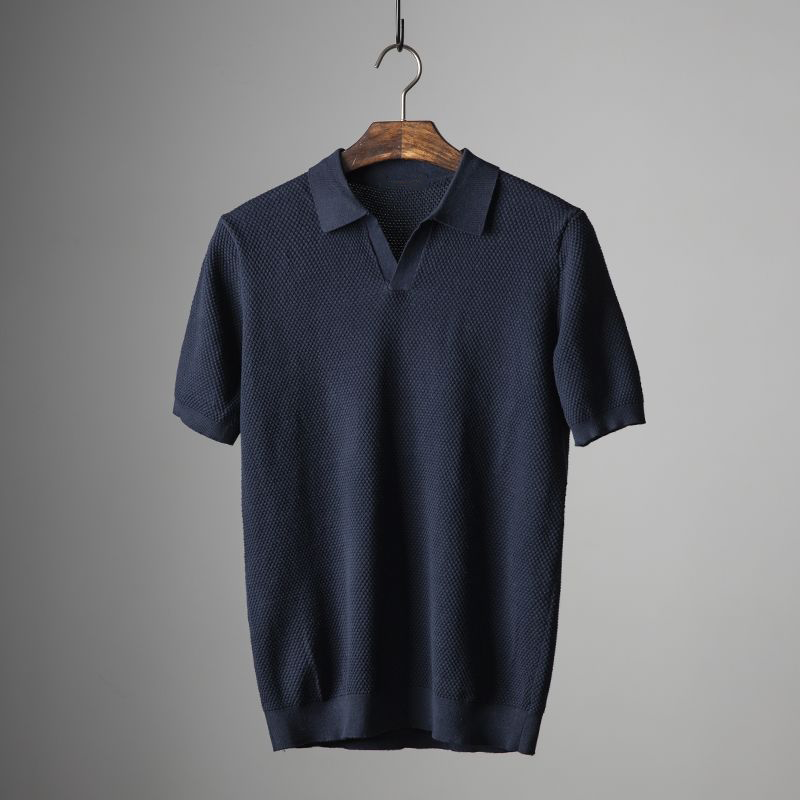 Iskander | Herenpoloshirt met gestructureerde korte mouwen - Ademende stof