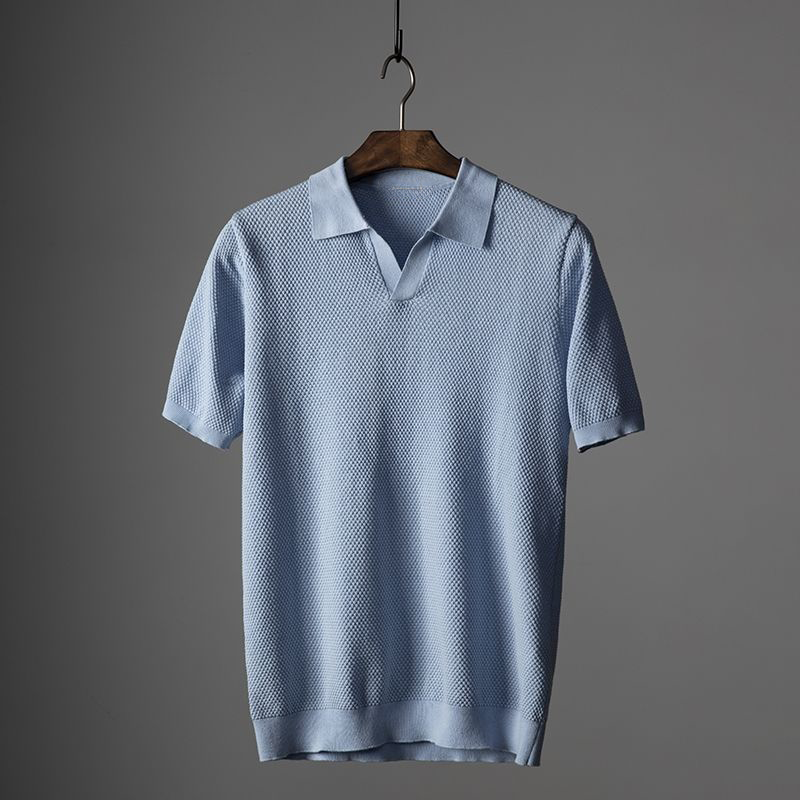 Iskander | Herenpoloshirt met gestructureerde korte mouwen - Ademende stof