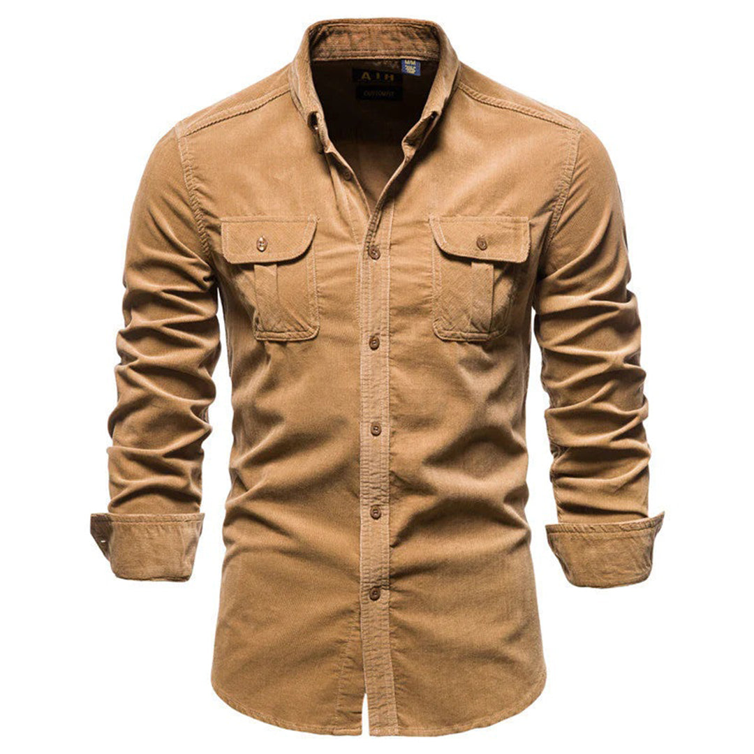 Torric | Heren corduroy overhemd met knopen – Casual werkkleding met lange mouwen