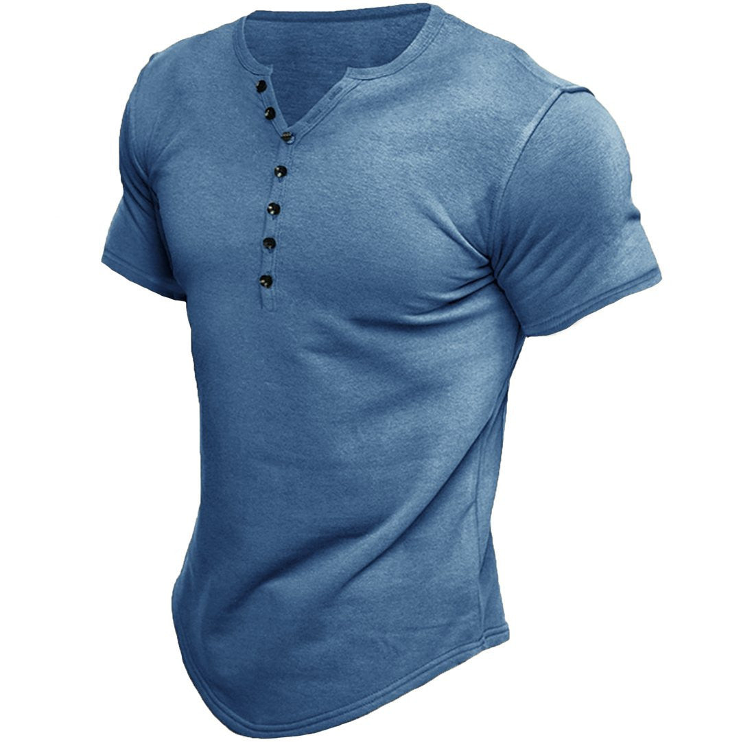 Malcolm | Heren Henley Korte Mouw T-shirt - Knoopsluiting, Regular Fit