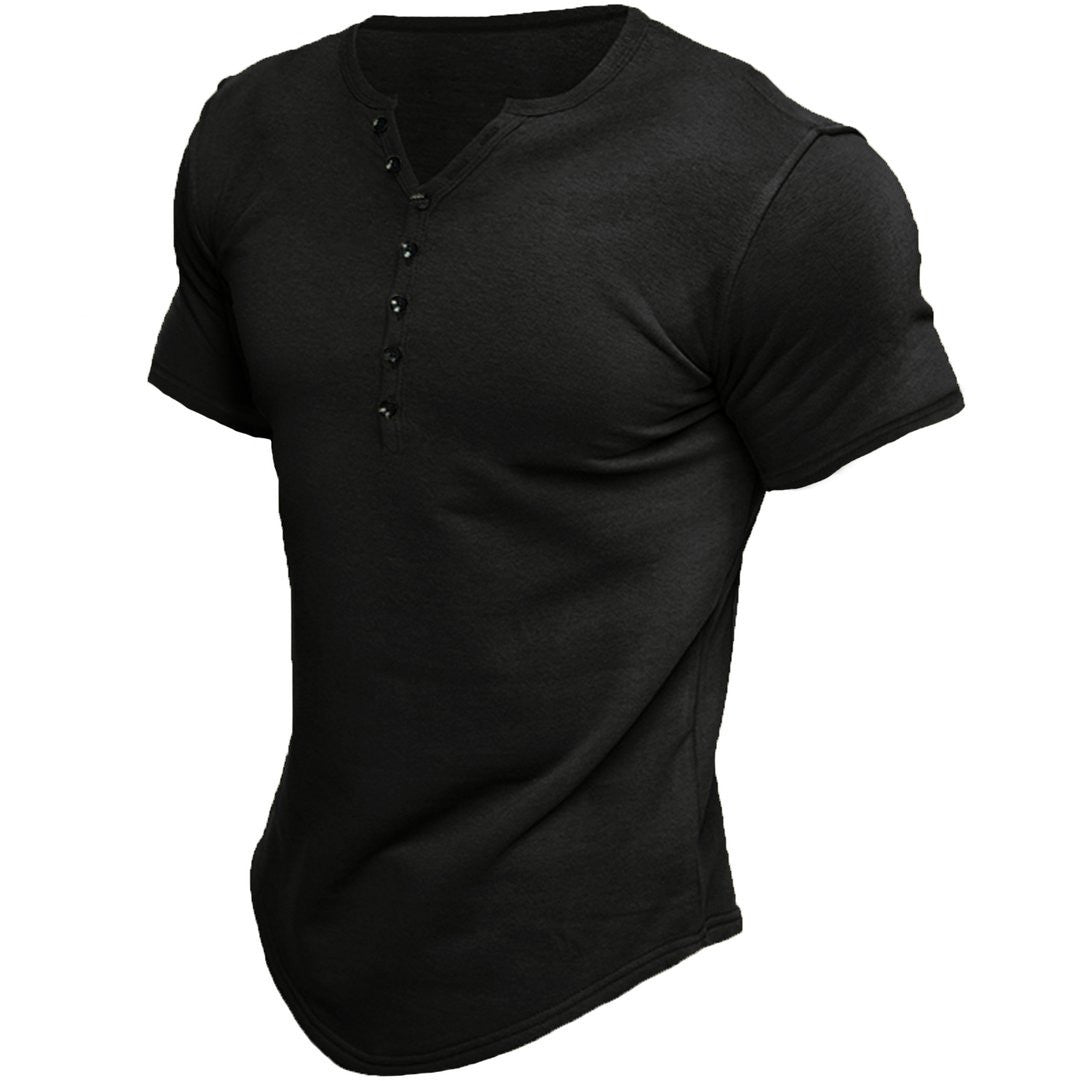 Malcolm | Heren Henley Korte Mouw T-shirt - Knoopsluiting, Regular Fit