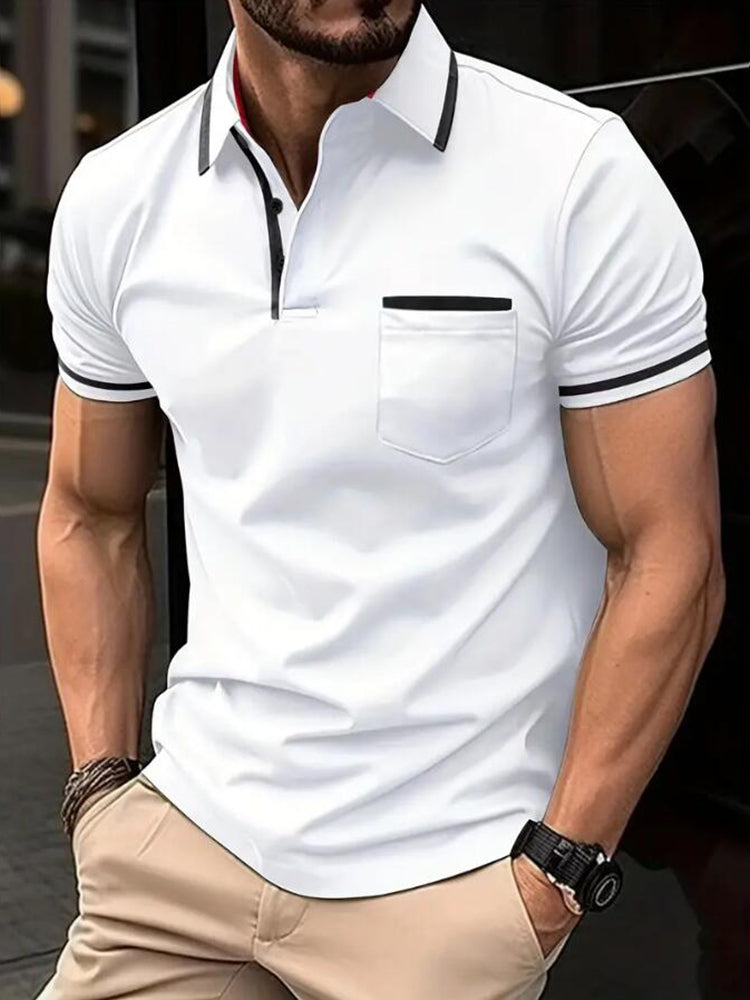 Sandor | Klassiek fit herenpoloshirt - korte mouwen, contrasterende kraag