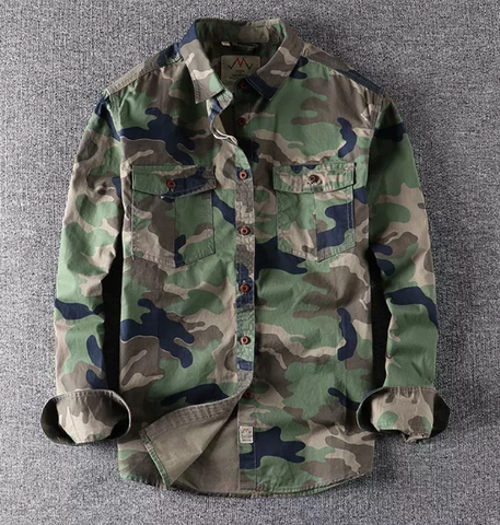 Eldrik | Camouflage herenjas - Knoopsluiting in militaire stijl, Lichtgewicht Casual Outdoorjas