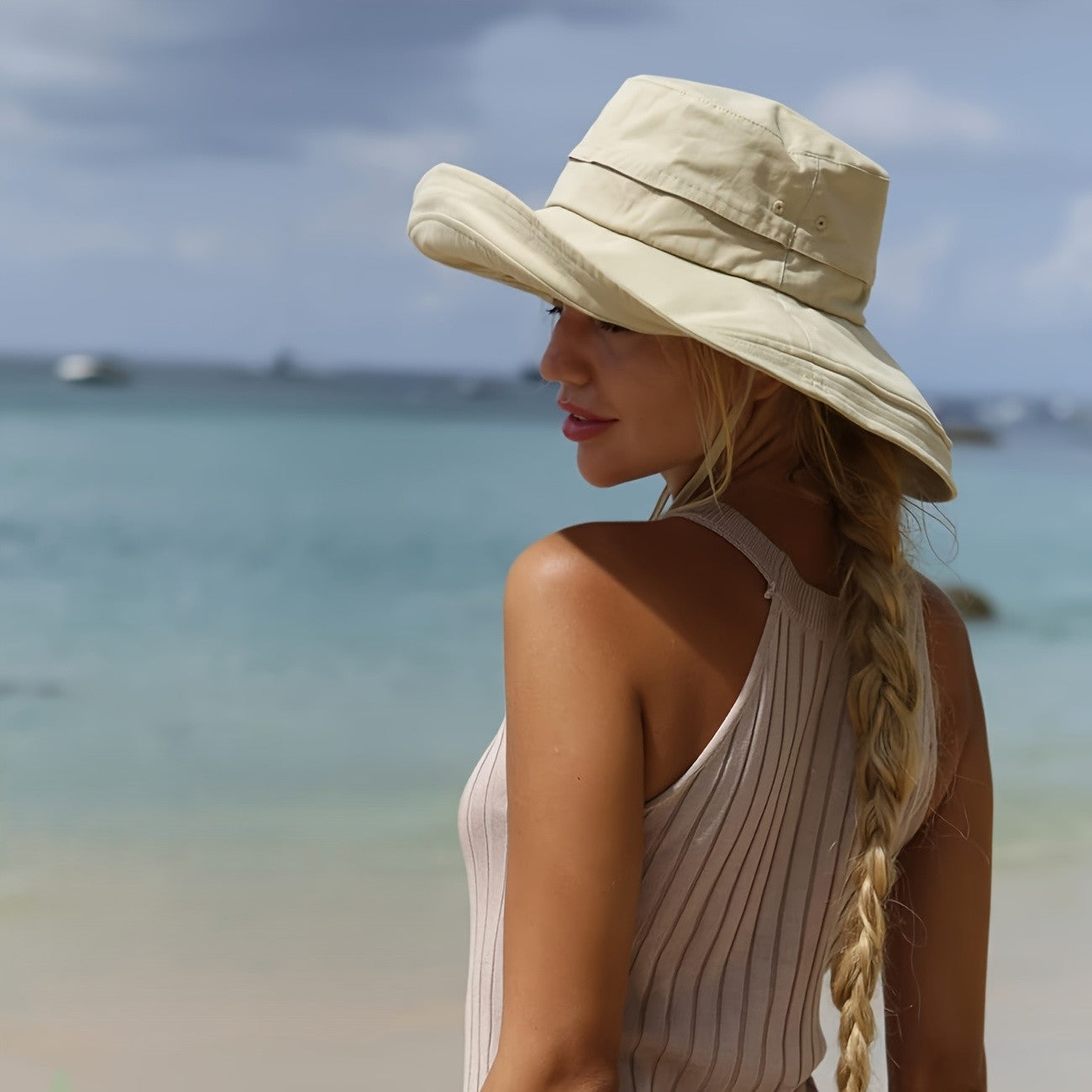 SolVeil | Zonnehoed met brede rand voor dames - opvouwbare UV-bescherming strandhoed