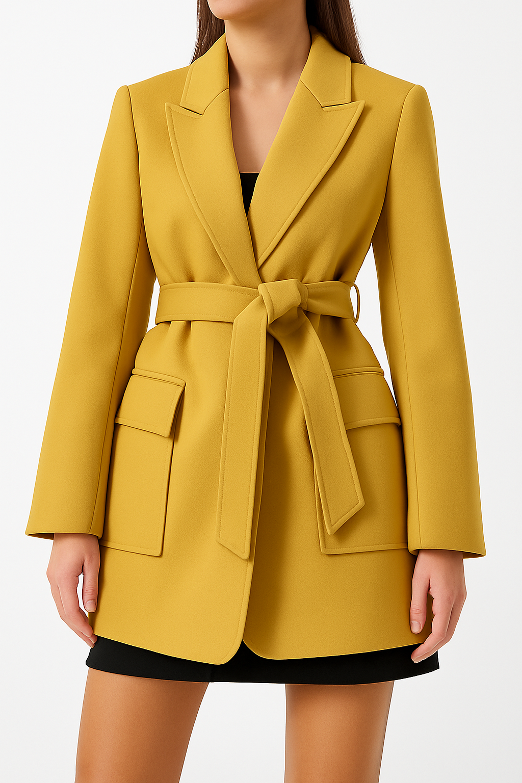 Enina | Elegante damesblazer met strikceintuur – Modern werk- en casual jasje met lange mouwen