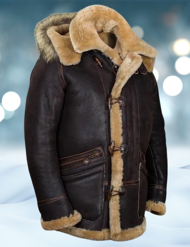 Heinrich | Heren imitatieleren pilotenjack met sherpa fleece voering – Warme winterjas