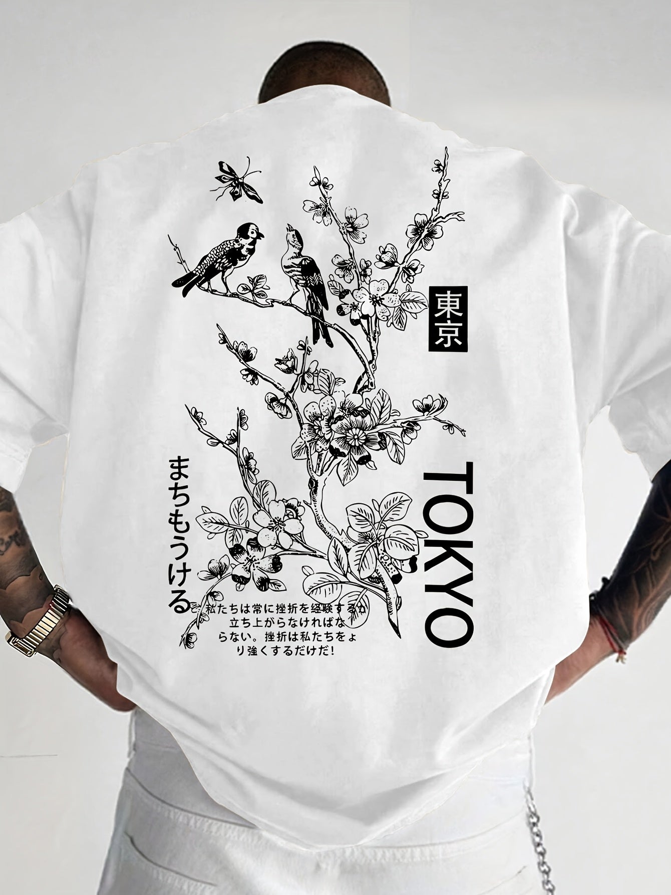 Zsolt | Herenoversized T-shirt - Japanse Sakura print, casual streetwear