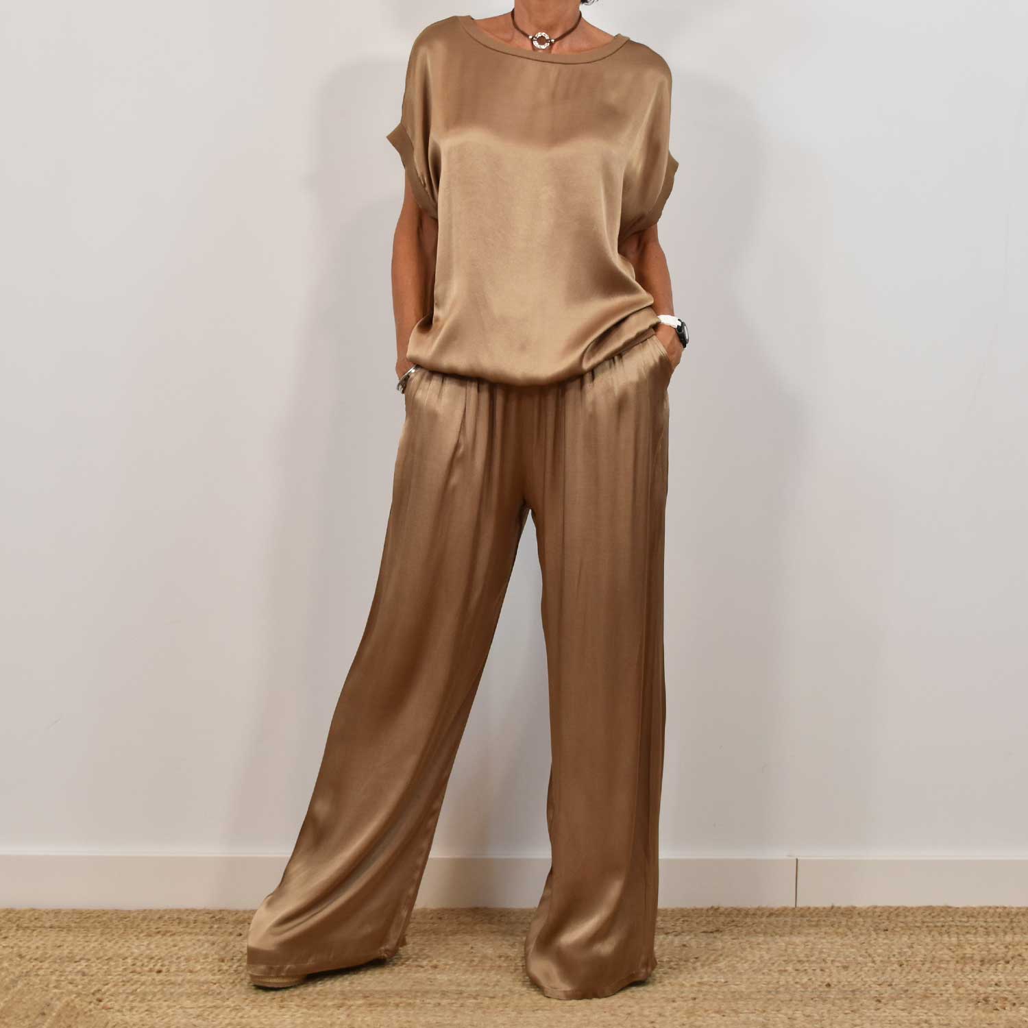 Gioia | Elegante Satijnen Outfit Set voor Dames - Relaxte pasvorm