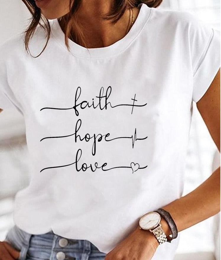 Uvenna | Casual T-Shirt voor Dames – Ronde Hals, Letterprint, Korte Mouwen, Comfortabel & Trendy