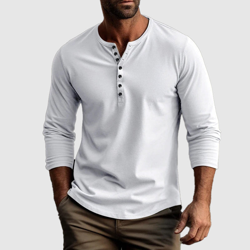 Aymeric | Heren Henley Shirt - Lange Mouw, Casual & Comfortabele Top