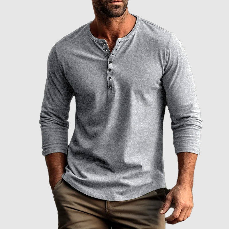 Aymeric | Heren Henley Shirt - Lange Mouw, Casual & Comfortabele Top