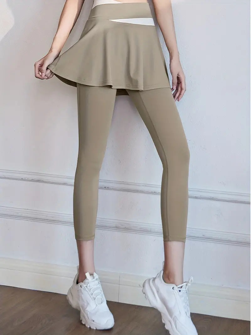 Mairen | Legging met hoge taille en rok voor vrouwen - 2-in-1 stretch yogabroek met rok