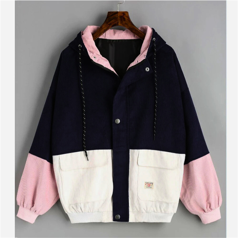 Arion | Driekleurig retro corduroy jasje – Vintage kleurblok bovenkleding