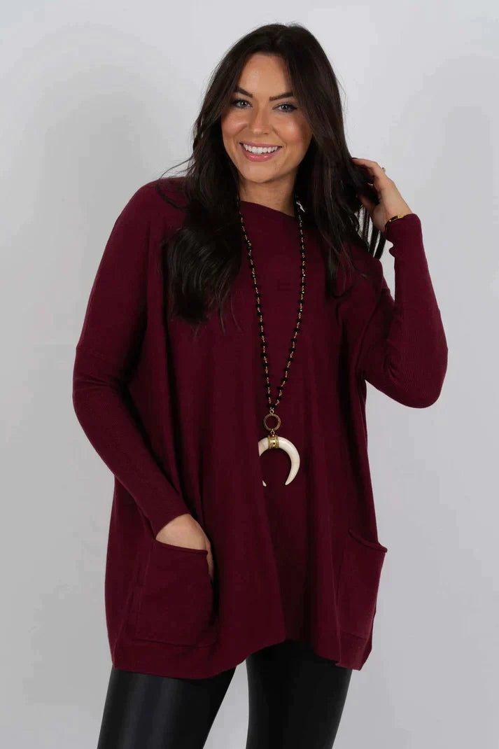 Valda | Soft Touch lange trui voor dames – Oversized, comfortabele gebreide, casual wintertrui