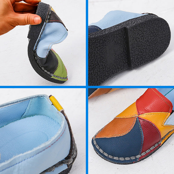MosaicLoafer | Vrouwen kleurrijke patchwork lederen loafers - Casual Slip-On Comfort Schoenen