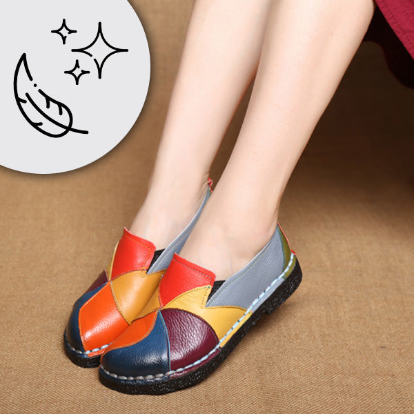 MosaicLoafer | Vrouwen kleurrijke patchwork lederen loafers - Casual Slip-On Comfort Schoenen