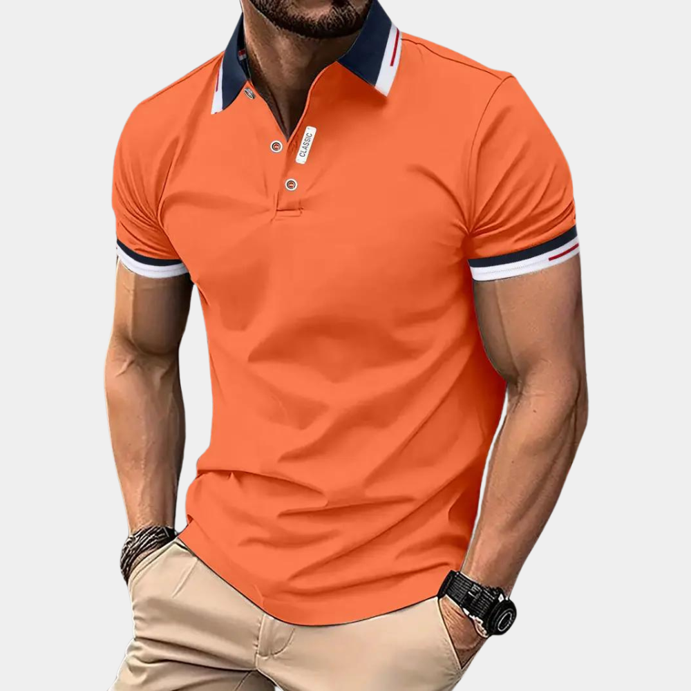 Lucivar | Casual oranje poloshirt voor heren – Katoenen T-shirt met korte mouwen voor de zomer
