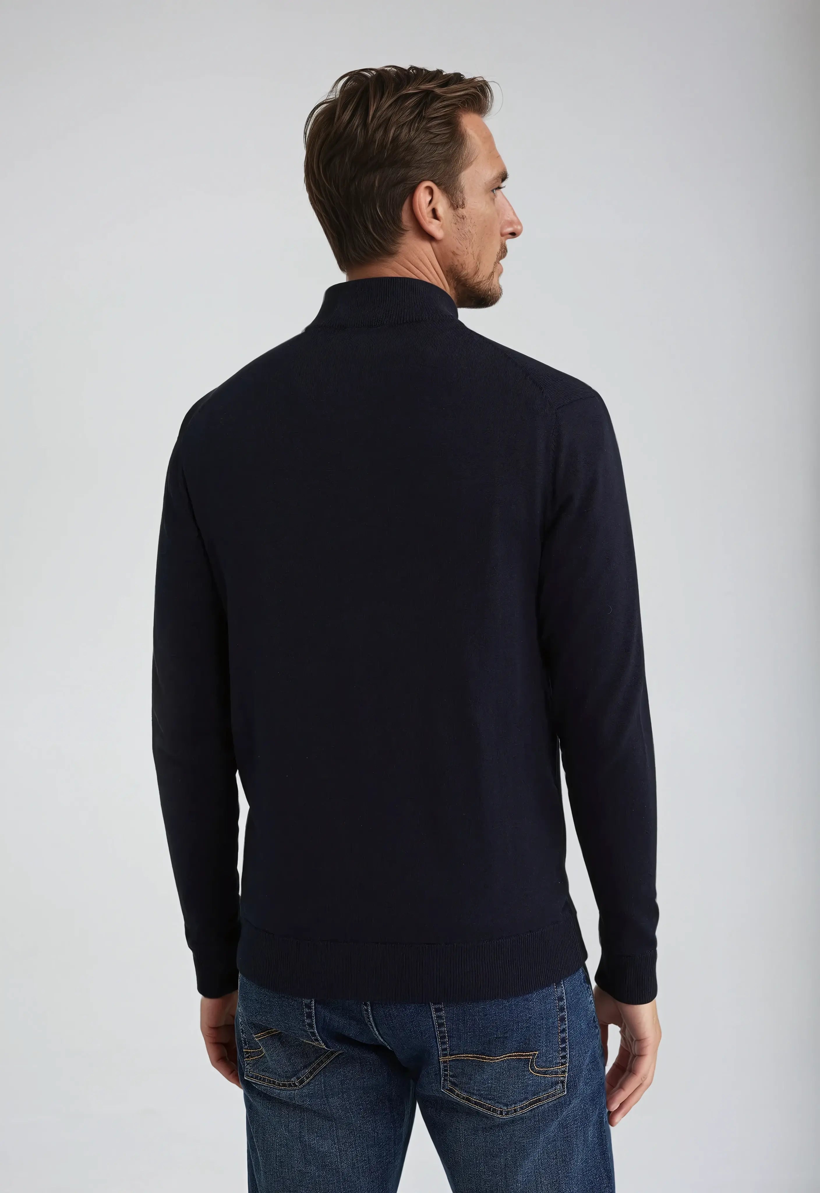 Zandrel | Heren trui met volledige ritssluiting – Casual warme gebreide vest, lichtgewicht pullover