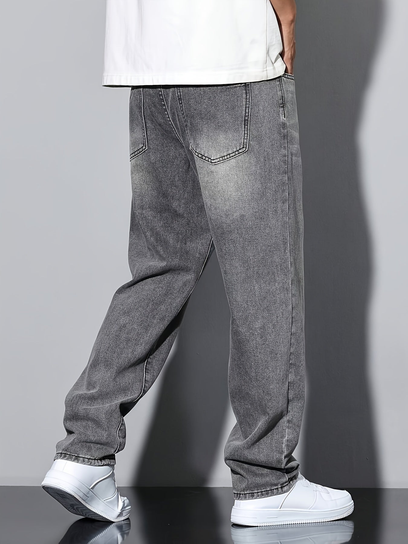 Beniamino | Herenjeans met rechte pijpen, gewassen grijs, comfortabele denim voor dagelijks gebruik