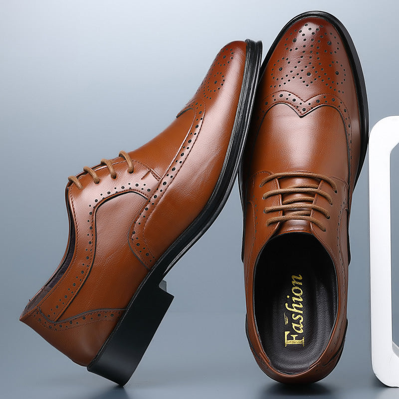 PrestigeStep | Heren Klassiek Oxford Brogue Dress Schoenen - Wingtip Veterschoenen Formeel Schoeisel