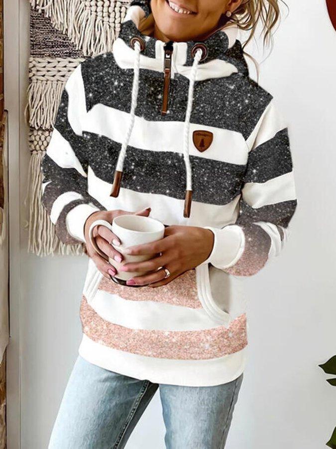 Urszula | Warme hoodie voor dames – gestreept ontwerp, comfortabel en casual wintersweatshirt