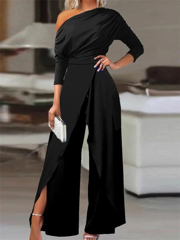 Amalie | Jumpsuit met lange mouwen en wijde pijpen voor dames, avondkleding & vrijetijdskleding