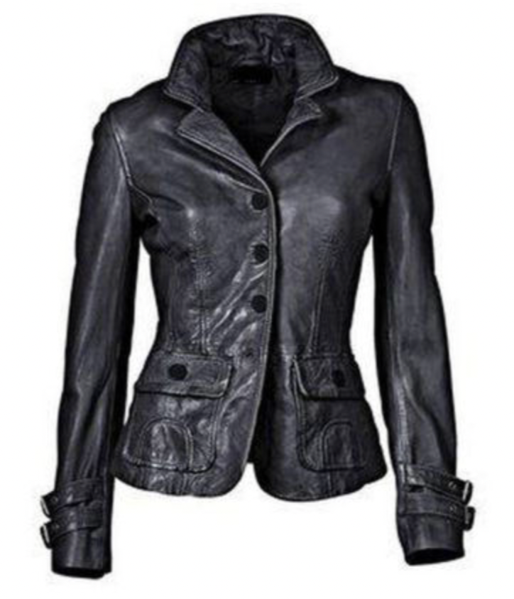 Trivana | Zwart leren damesjack met slanke pasvorm - knoopsluiting, zacht leer, stijlvolle bikerjas