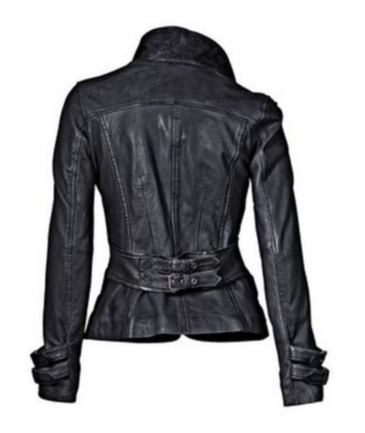 Trivana | Zwart leren damesjack met slanke pasvorm - knoopsluiting, zacht leer, stijlvolle bikerjas