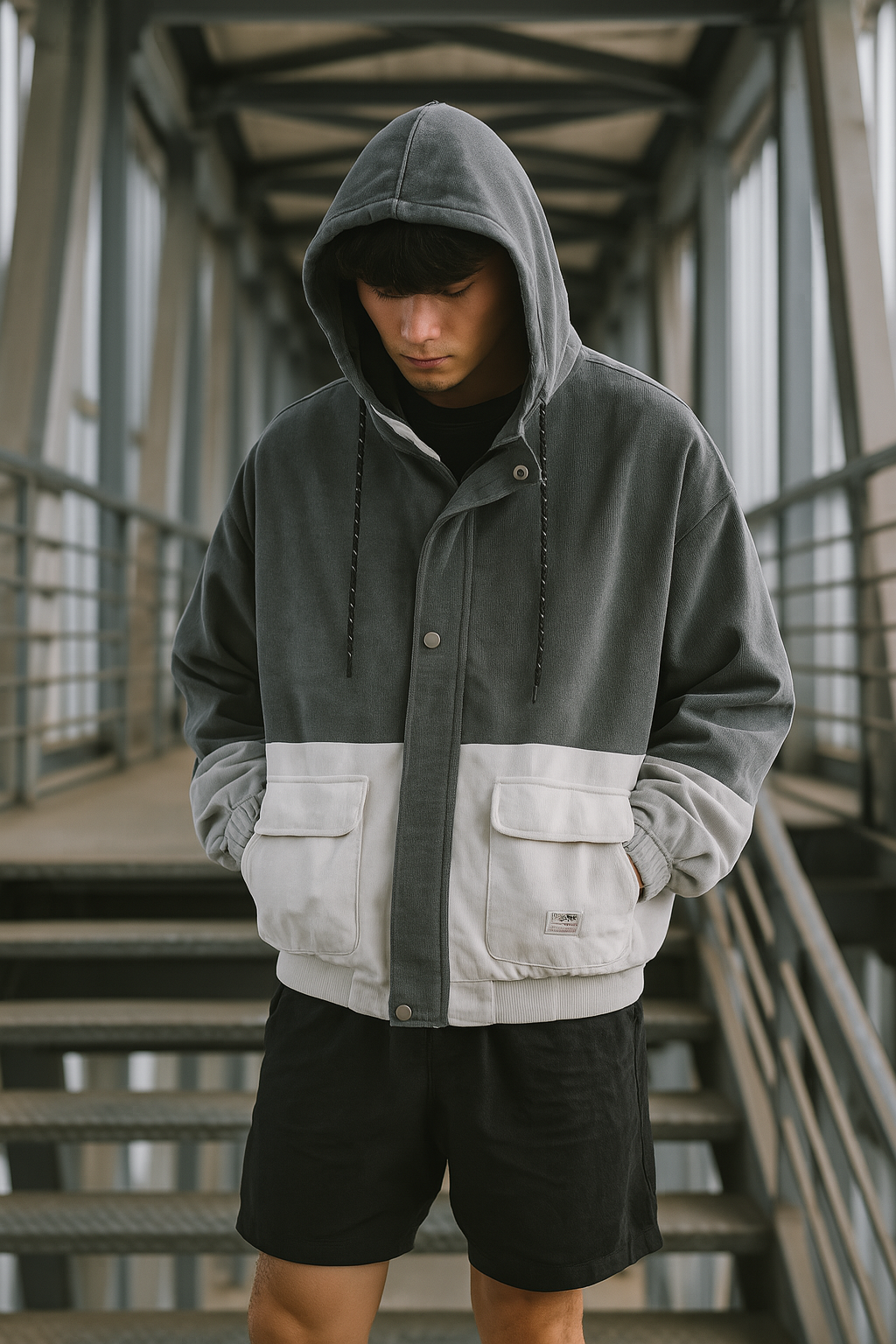 Arion | Driekleurig retro corduroy jasje – Vintage kleurblok bovenkleding