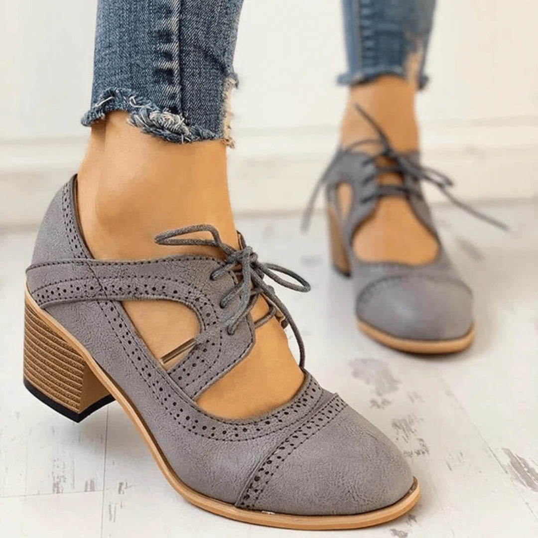 Velvord | Oxfordschoenen met hoge hak voor dames - stijlvolle lace-up, voor casual tot zakelijk gebruik
