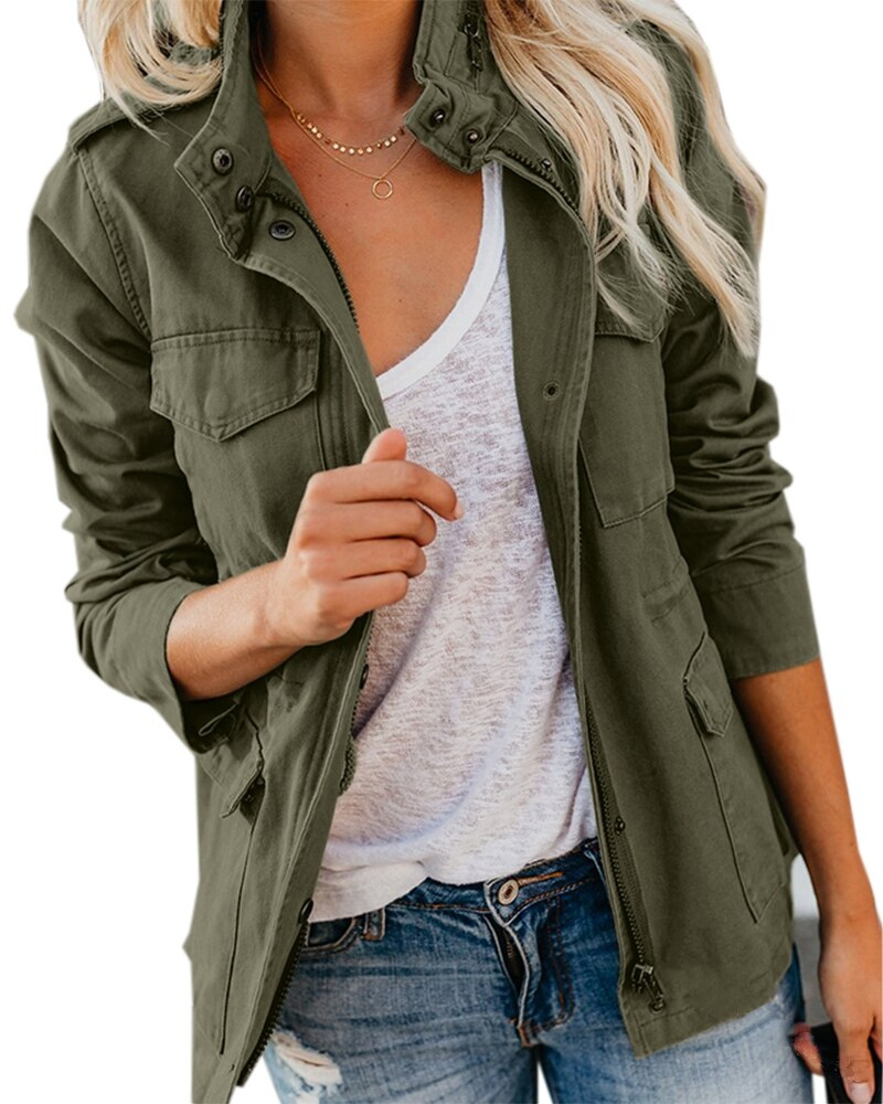 Jazara | Dames Utility Jacket met Meerdere Zakken - Rits Voorkant, Casual Cargo Bovenkleding