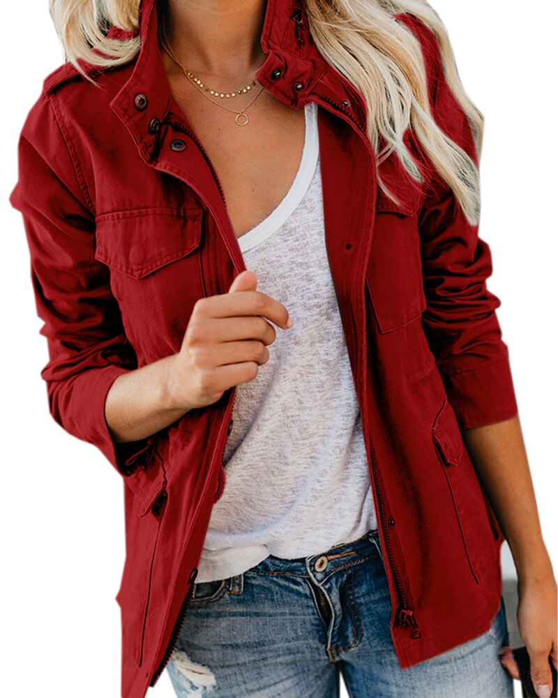 Jazara | Dames Utility Jacket met Meerdere Zakken - Rits Voorkant, Casual Cargo Bovenkleding