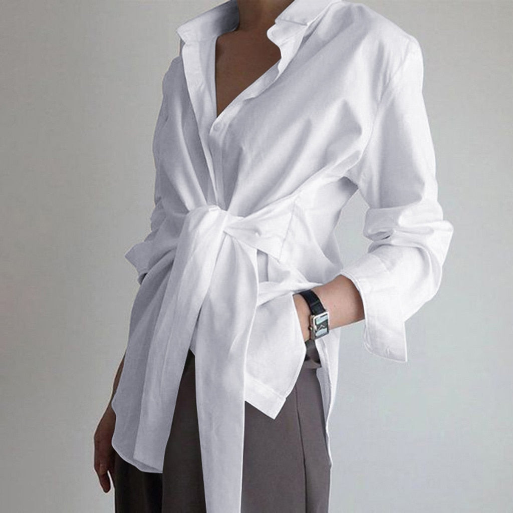 Helira | Damesblouse met lange mouwen - Knoopdetail voor, Knoopsluiting, Casual Chic