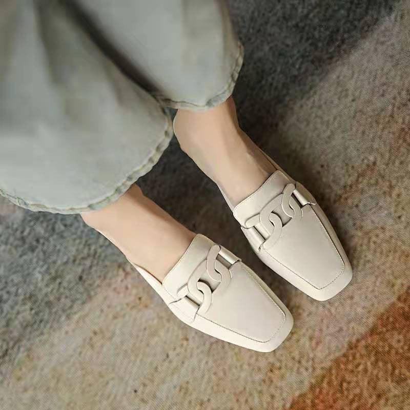 Evrynth | Dames leren loafers - Elegant gespdesign, dikke hakken