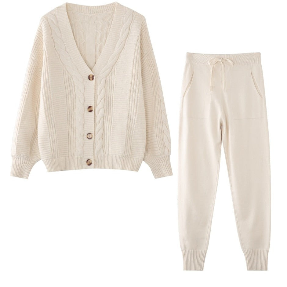 Angelina | Gebreid damesvest & leggingset - Gezellige 2-delige winteroutfit