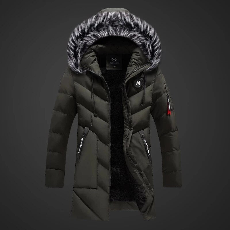 Thibault | Gewatteerde winterjas voor heren, warme pufferjas met bontkraag, casual jas voor buiten