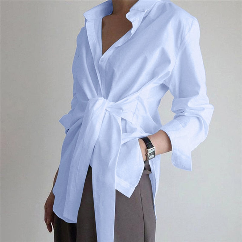 Helira | Damesblouse met lange mouwen - Knoopdetail voor, Knoopsluiting, Casual Chic