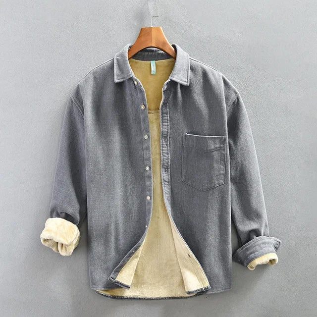 Walther | Warm fleece gevoerd overhemd voor heren – Lange mouwen, 100% katoen