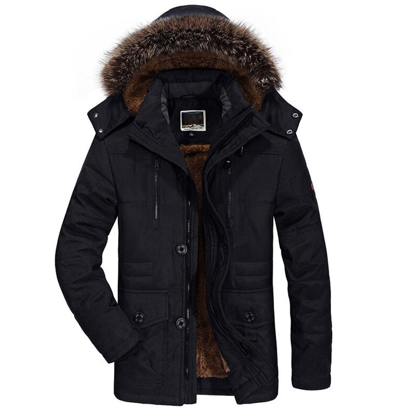 Emerion | Warme winterjas voor heren met bontkraag – dikke geïsoleerde jas voor koud weer, casual outdoorjas
