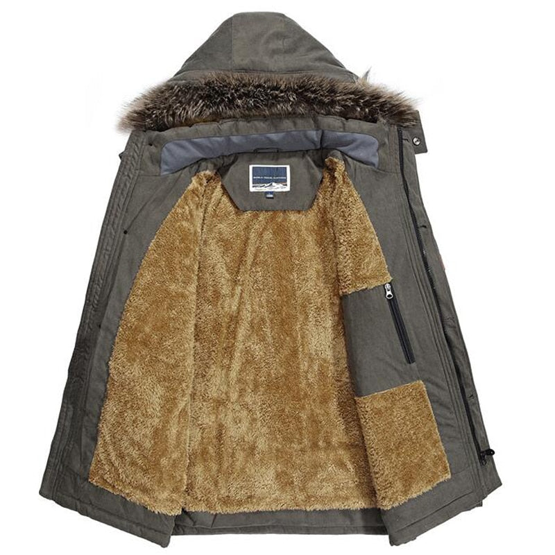 Emerion | Warme winterjas voor heren met bontkraag – dikke geïsoleerde jas voor koud weer, casual outdoorjas
