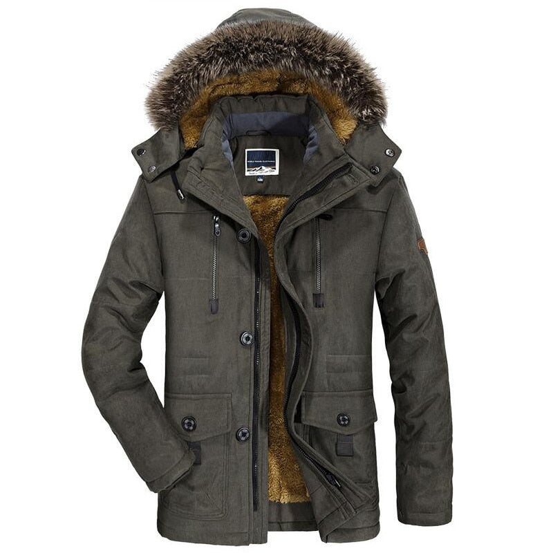 Emerion | Warme winterjas voor heren met bontkraag – dikke geïsoleerde jas voor koud weer, casual outdoorjas