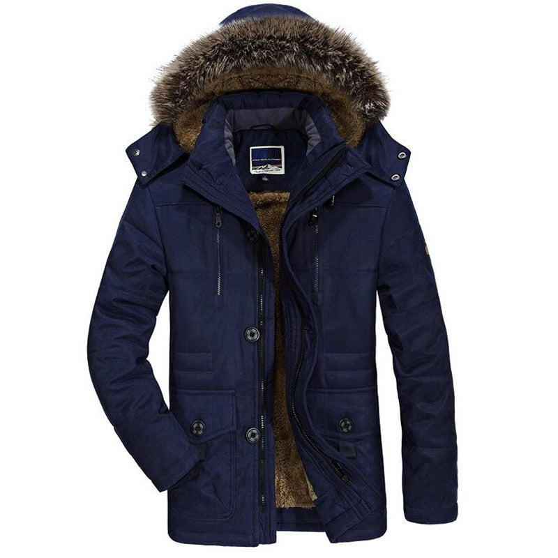 Emerion | Warme winterjas voor heren met bontkraag – dikke geïsoleerde jas voor koud weer, casual outdoorjas
