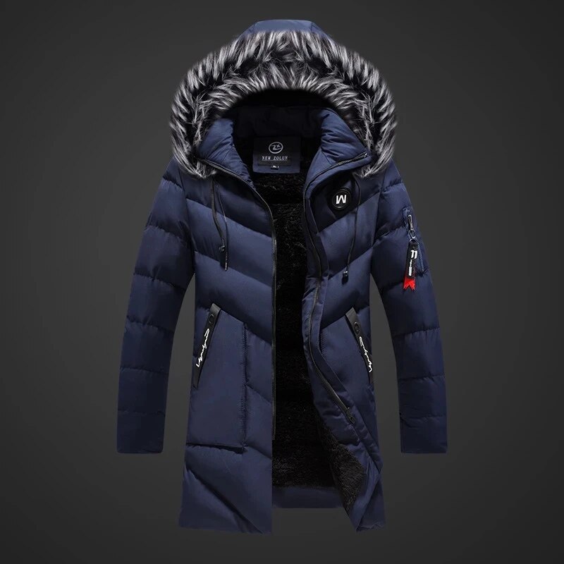 Thibault | Gewatteerde winterjas voor heren, warme pufferjas met bontkraag, casual jas voor buiten