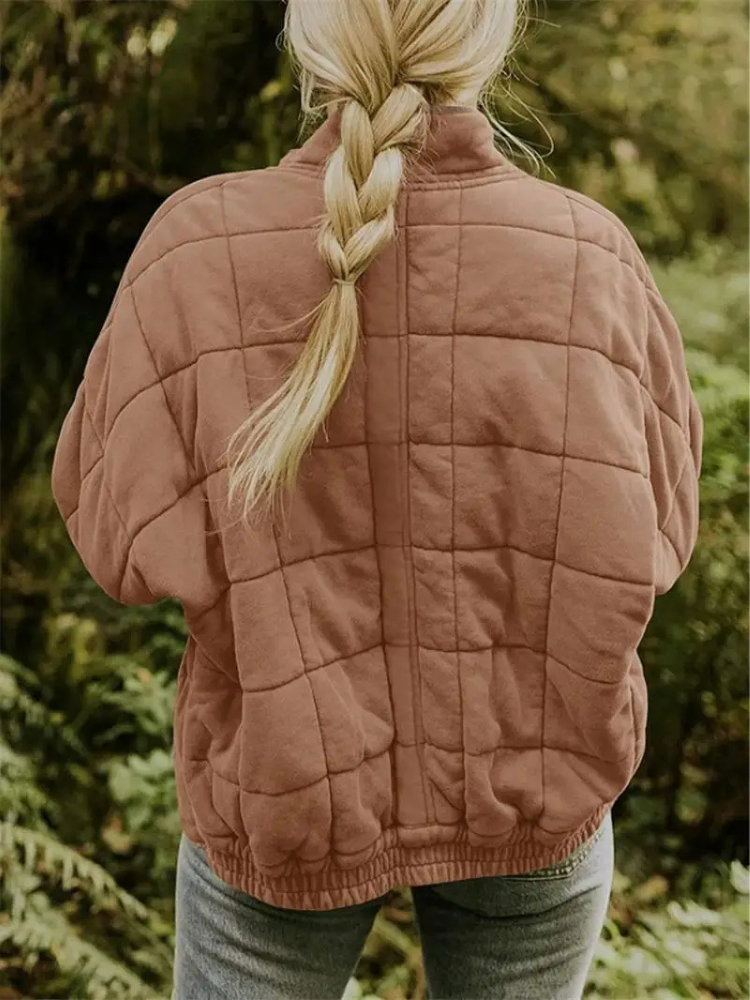 Bellara | Oversized gewatteerd katoenen bomberjack voor vrouwen - warme gewatteerde overgangsjas