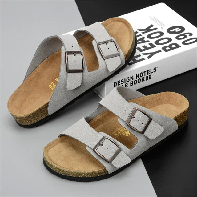Lehel | Leren herensandalen - Verstelbare bandjes, ergonomische zool, zomers comfort