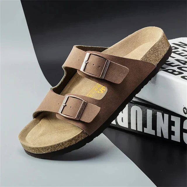 Lehel | Leren herensandalen - Verstelbare bandjes, ergonomische zool, zomers comfort