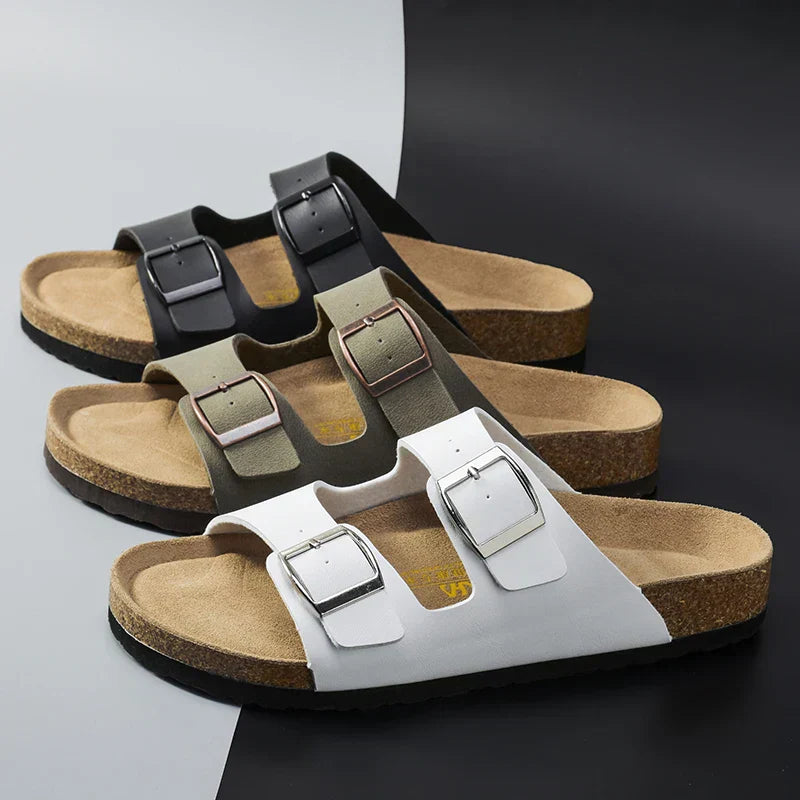 Lehel | Leren herensandalen - Verstelbare bandjes, ergonomische zool, zomers comfort